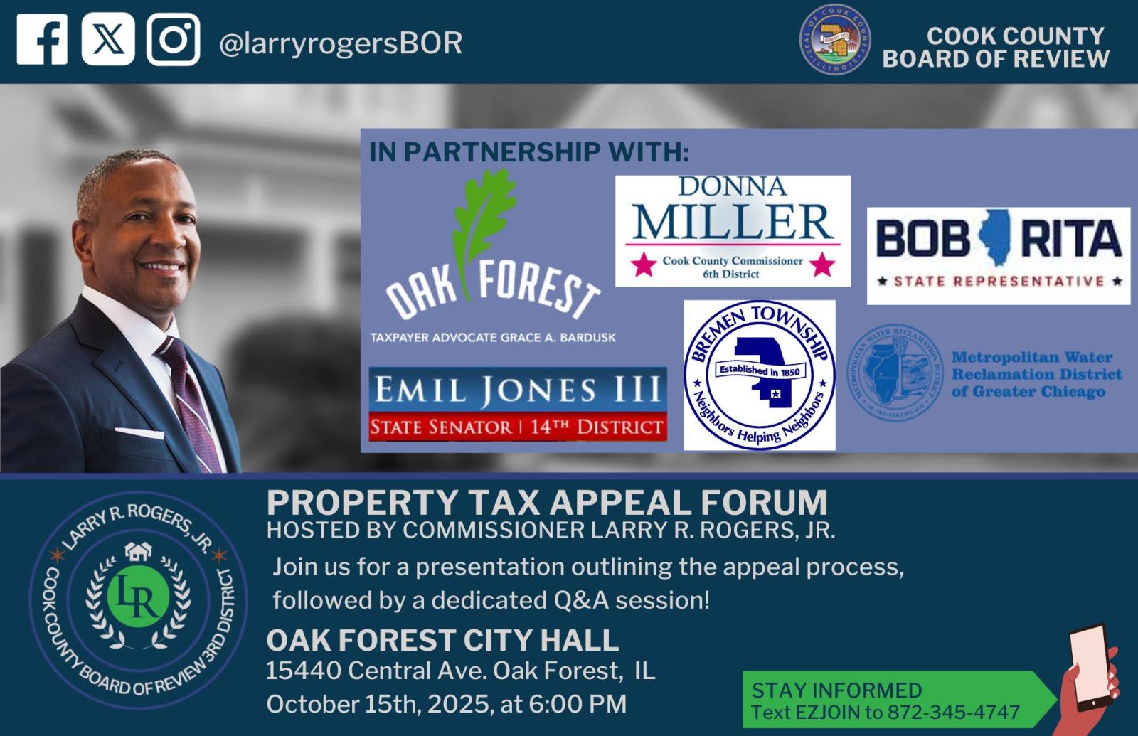 Property Tax Appeal Forum at Oak Forest City Hall